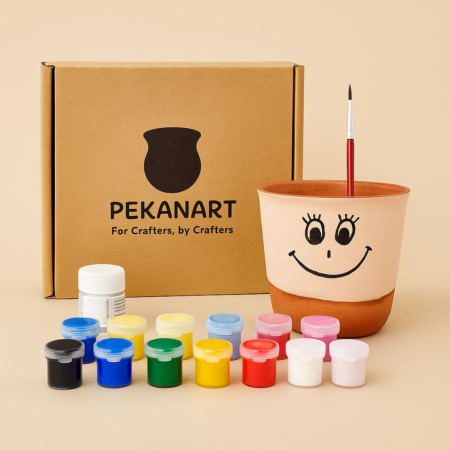 PEKANART Terracotta Pot Painting Kit  Creative DIY Craft Box with 12 Colours